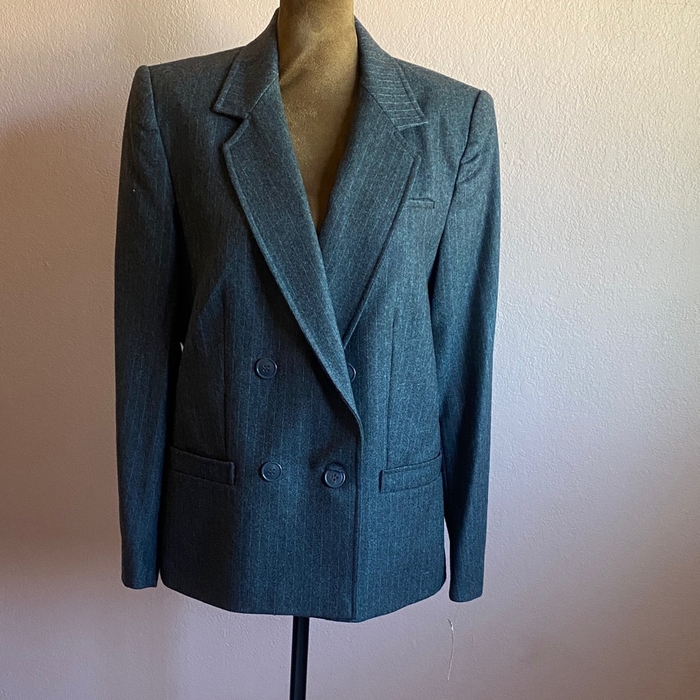PECK & PECK 100% Pure Wool Slate Double-Breasted Blazer